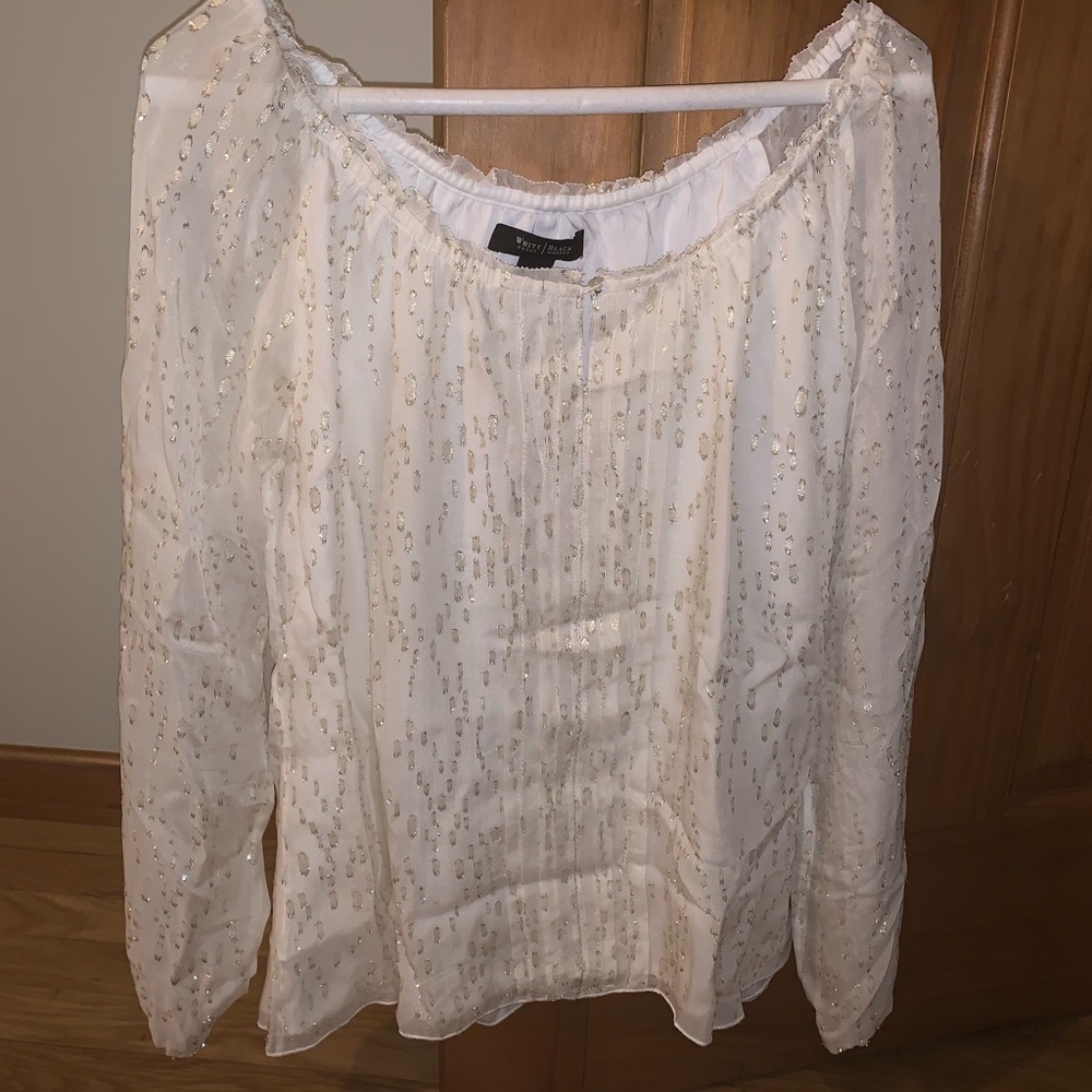 Silk off shoulder White House black market top